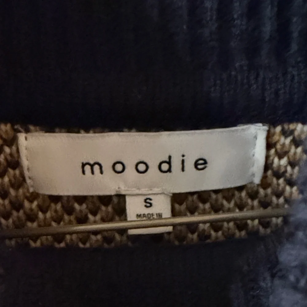 Moodie navy and Gold Plaid Turtleneck Sweater - Picture 2 of 3